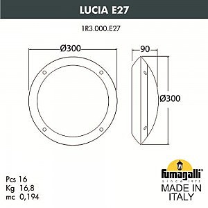 Уличный потолочный светильник Lucia 1R3.000.000.AYE27.OR1